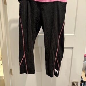 Victoria's Secret Black and Pink Leggings Athletic Stretch